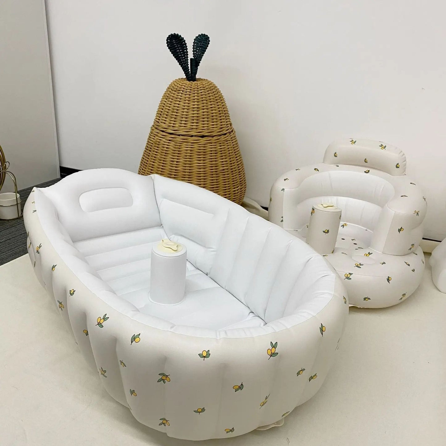 baignoire gonflette plastique bebe fleur verte