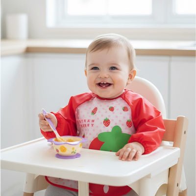 bavoir bebe repas chaise haute rouge fraise