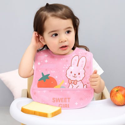 bavoir bebe repas enfant rose lapin table
