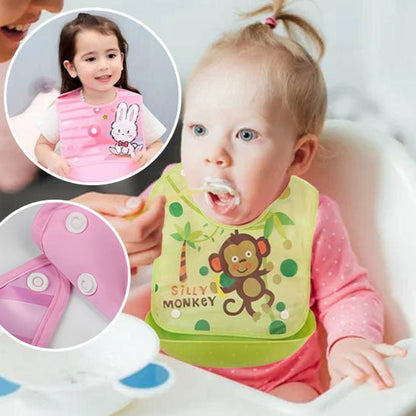 bavoir bebe silicone repas bebe cuillere parent rose