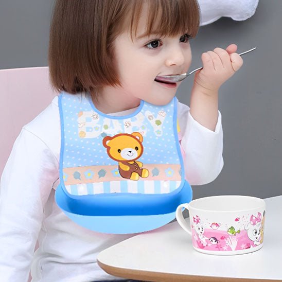 bavoir bebe silicone repas enfant cuillere 