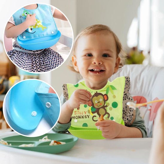 bavoir bebe silicone repas enfant sourire monkey
