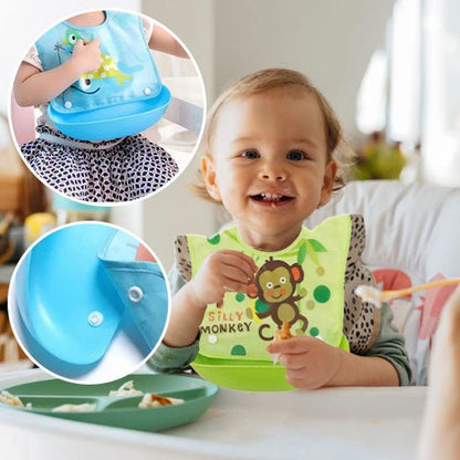 bavoir bebe silicone repas enfant sourire monkey