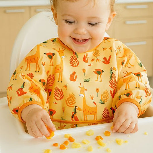 bavoir bebe utilisation repas enfant sourire girafe