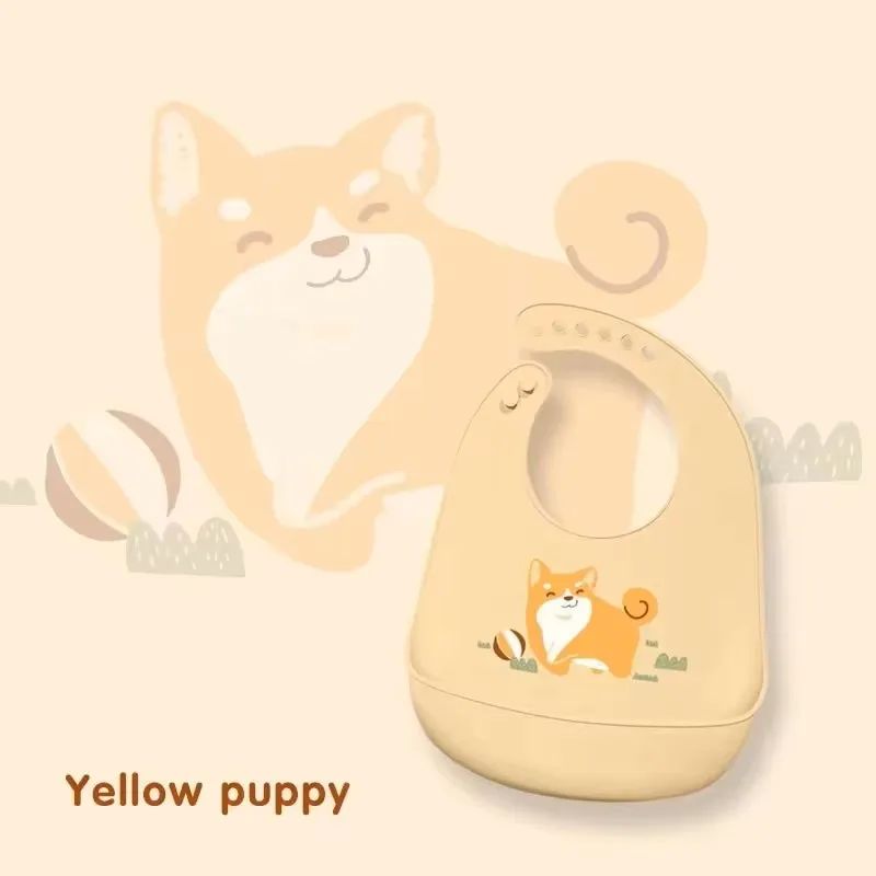 bavoir bebe chiot jaune