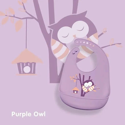 bavoir bebe hibou violet