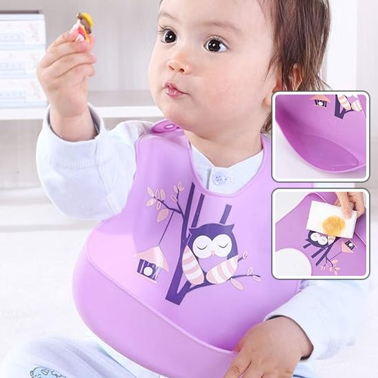 bavoir bebe violet bebe mange accessoire main 