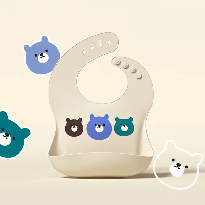 bavoir silicone bebe modele ours multicolore design
