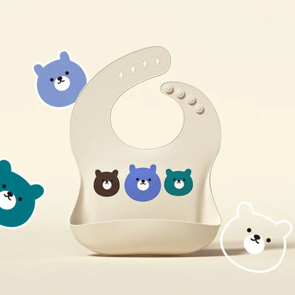 bavoir silicone bebe modele ours multicolore design