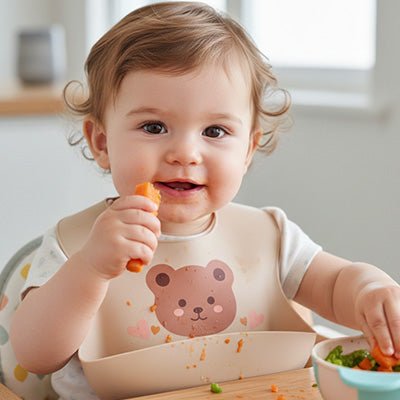 bavoir silicone bebe repas enfant manger legumes