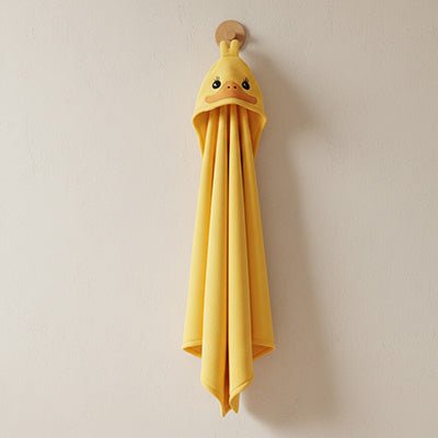 cape de bain bebe canard jaune accroche