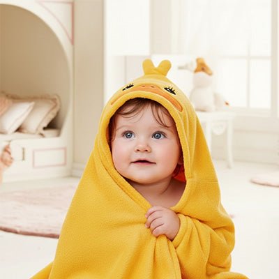 cape de bain bebe fauna sourir