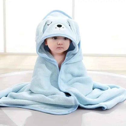 cape de bain bleu clair chien  velour corail