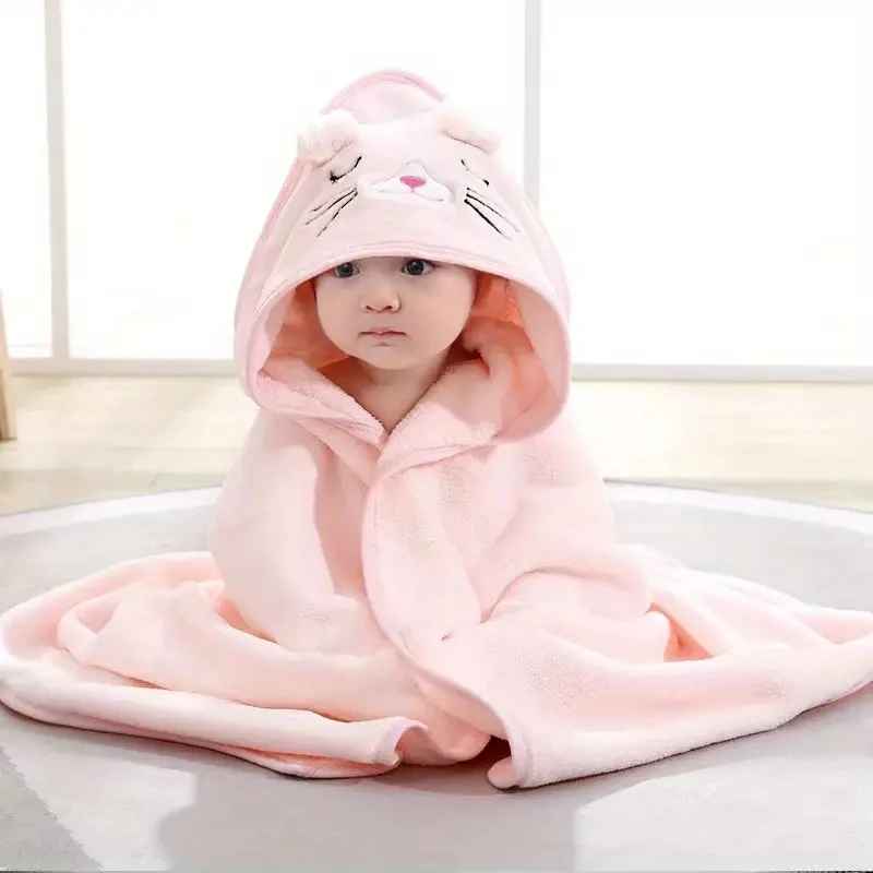 cape de bain rose clair chat velour corail