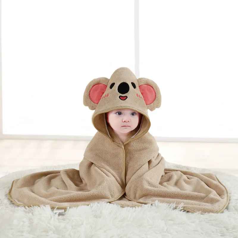 cape de bain marron koala velour corail