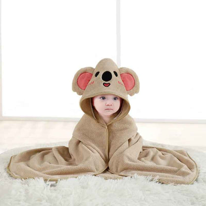 cape de bain marron koala velour corail