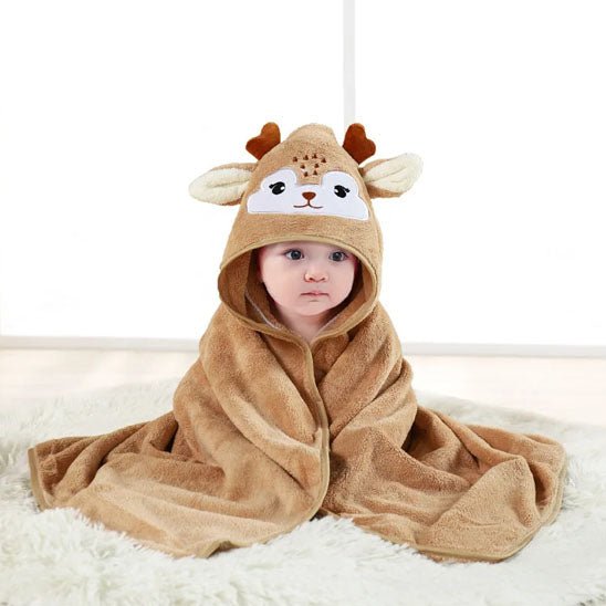 cape de bain marron cerf renne velours corail
