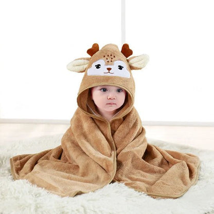 cape de bain marron cerf renne velours corail