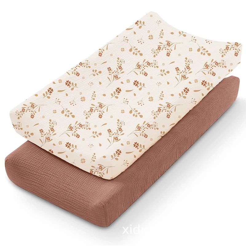 housse matelas a langer marron fleur 