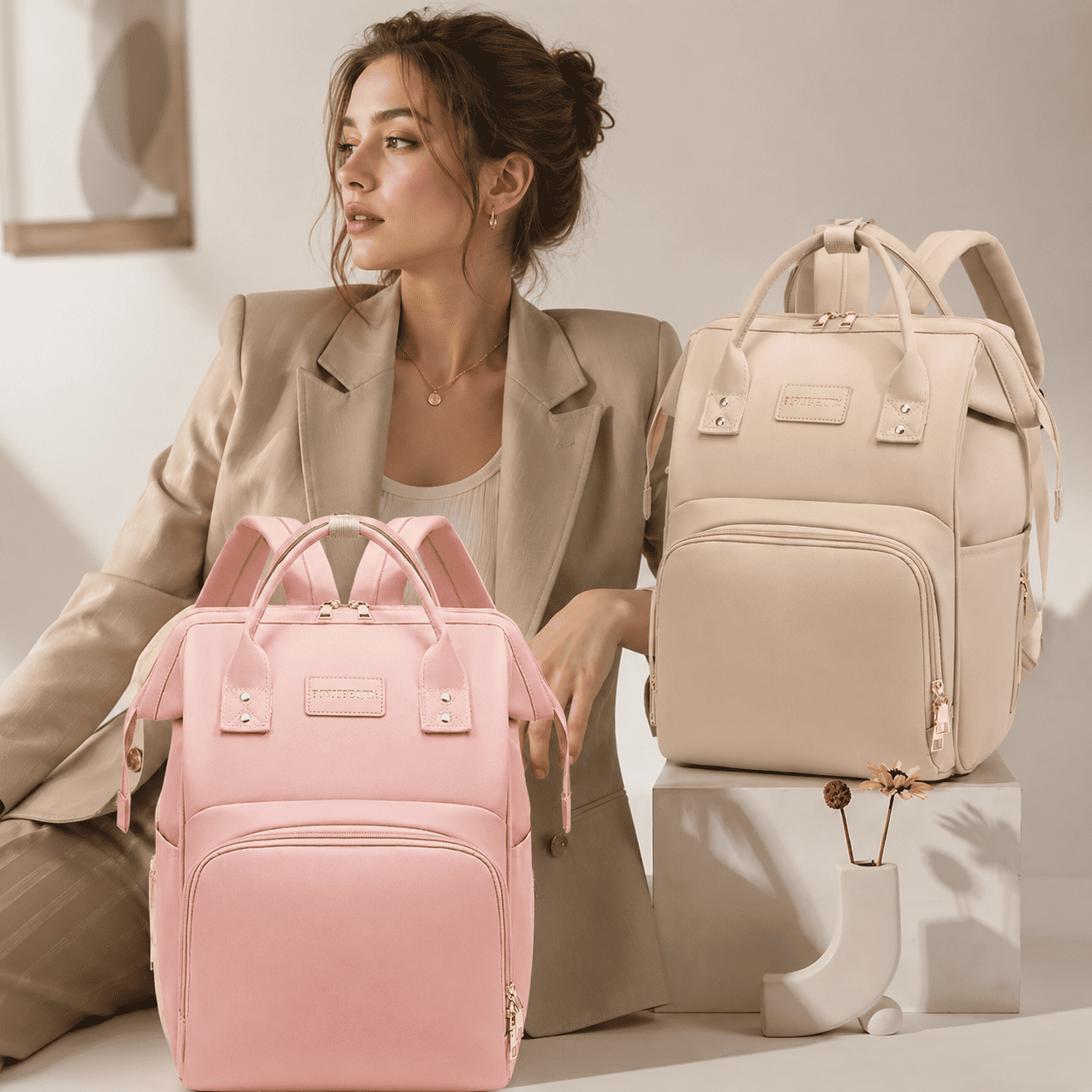 sac a langer bebe luxos beige rose