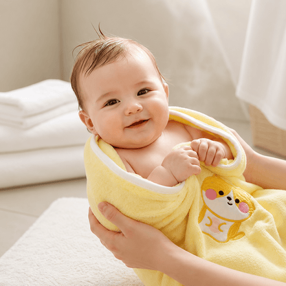 serviette de bain bebe poupi rire