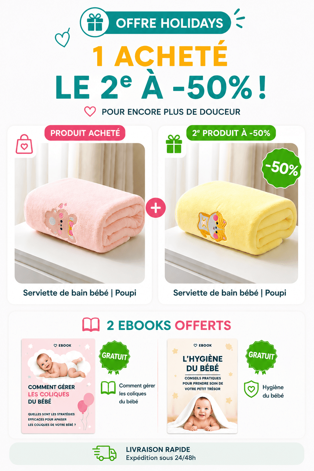 Serviette de bain bébé | Poupi