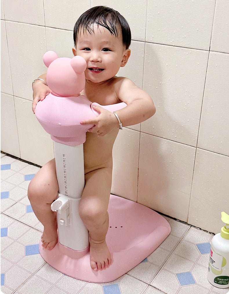 support de bain bebe ourson rose