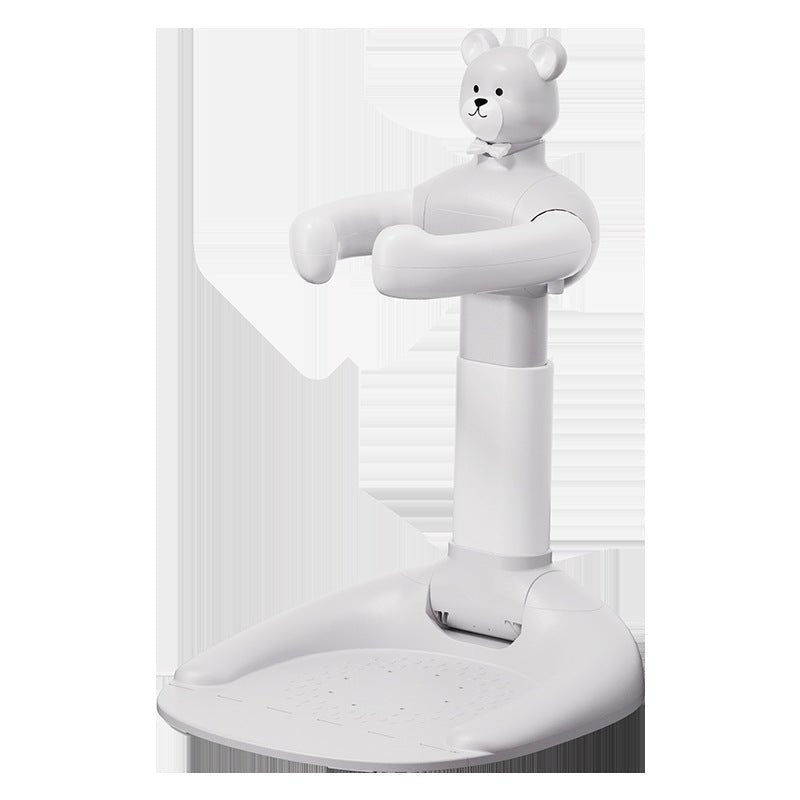 support de bain bebe ourson gris blanc