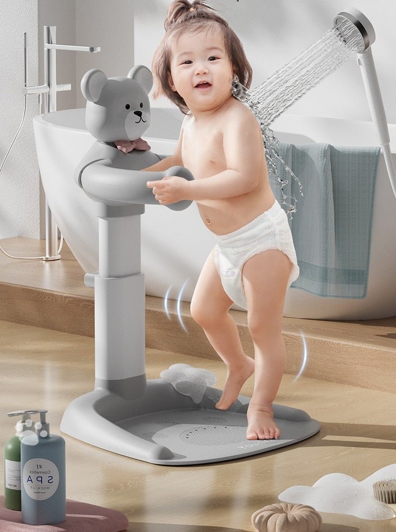 support de bain bebe ourson gris