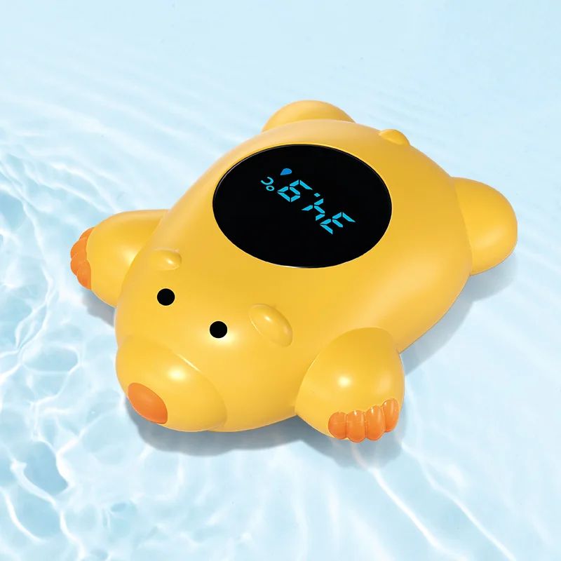 thermometre bain bebe design cochon jaune affichage digital