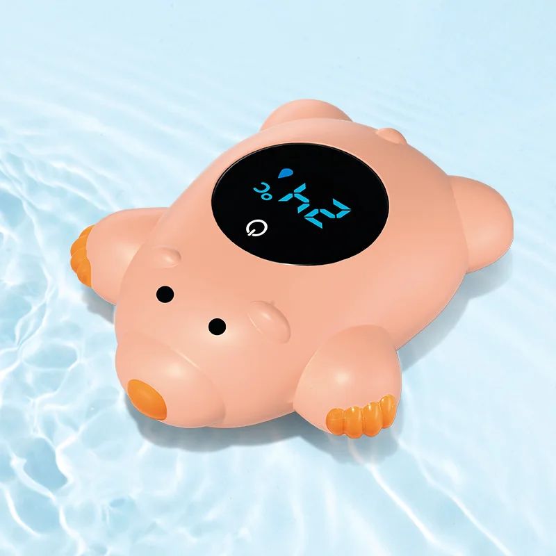 thermometre  bain bebe design cochon rose affichage digital