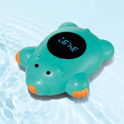 thermometre bain bebe design cochon vert affichage digital