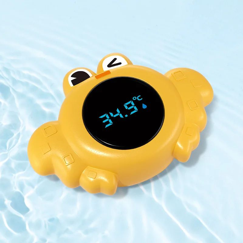 thermometre bain bebe design  crabe  jaune affichage