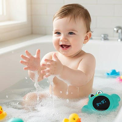 thermometre bain bebe utilisation bebe jouet bain vert
