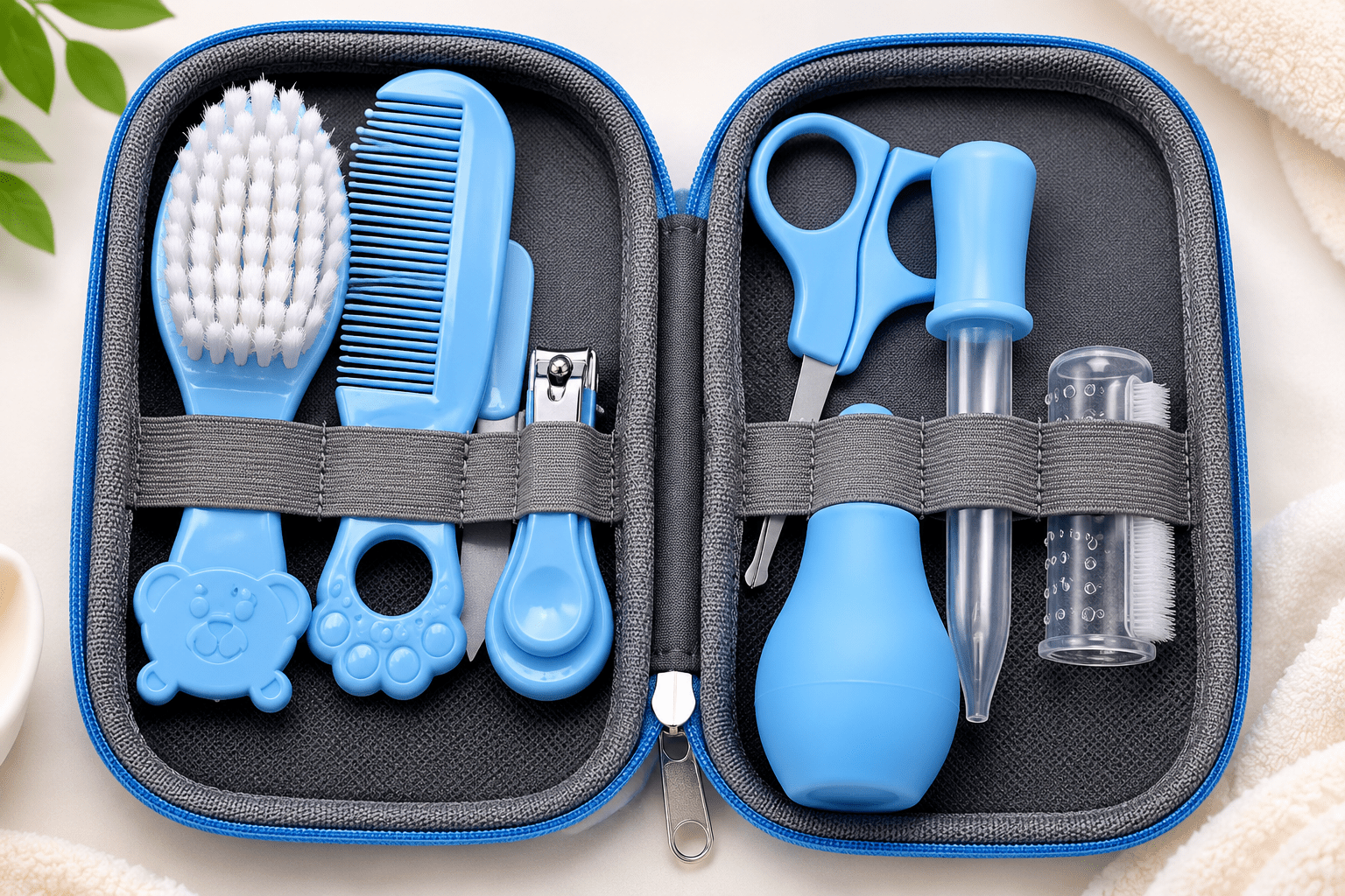trousse de toilette bebe luxio bleue